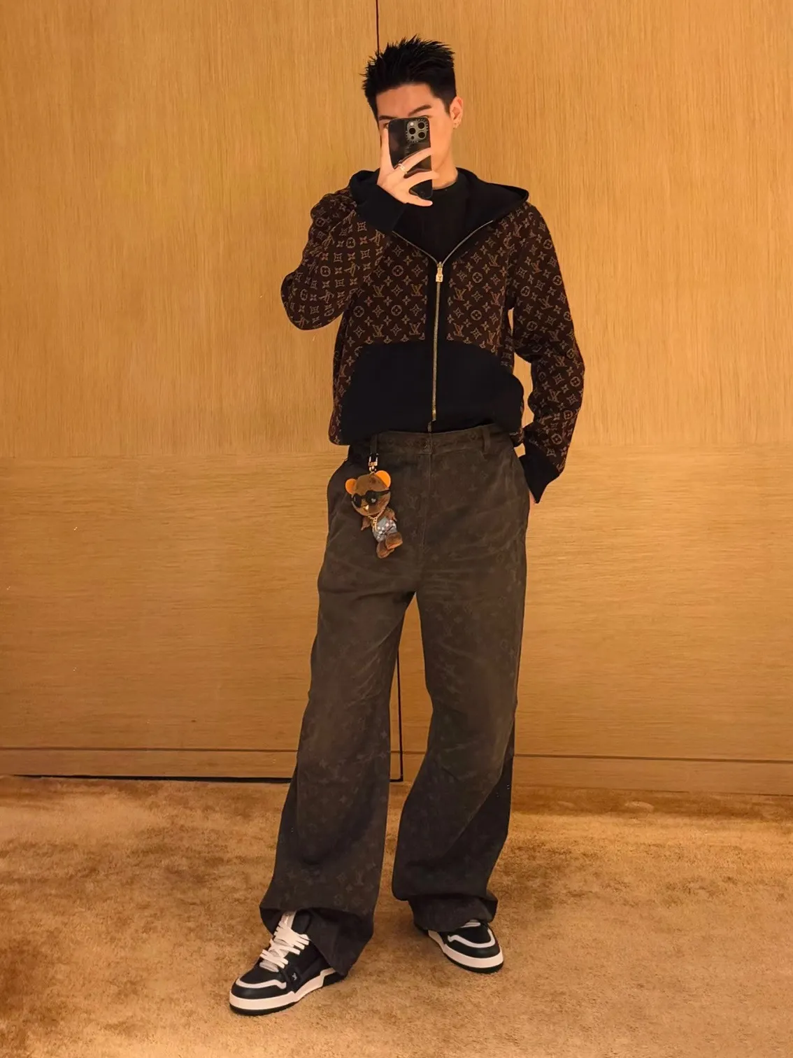 Louis Vuitton/Louis Vuitton 25Fw double-sided presbyopic hooded knitted jacket
